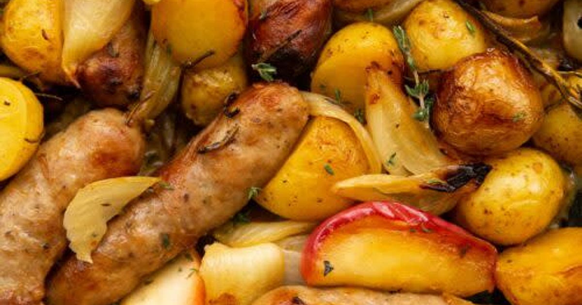 Sticky Honey Mustard Sausage Tray Bake Recipe | Samsung Food App