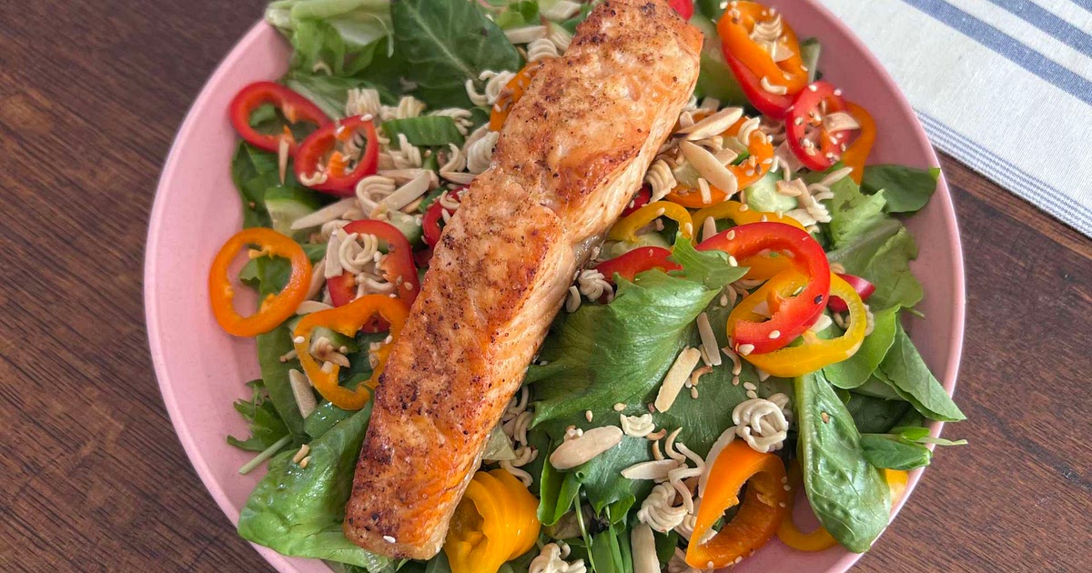 Salmon Salad w Ginger Sesame Dressing Recipe | Samsung Food App