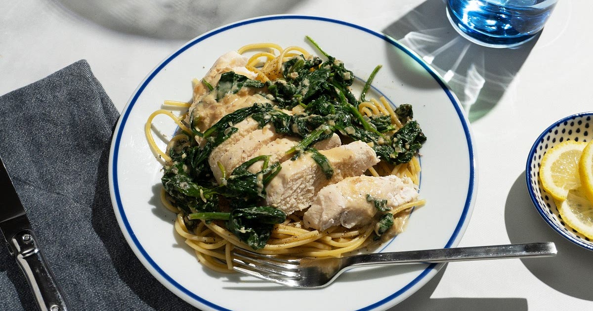 Chicken Florentine with Peppery Spaghetti Recipe | Samsung Food App