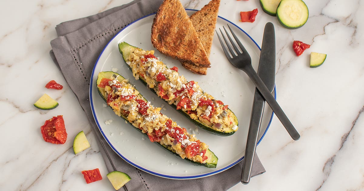 Egg and Sun-Dried Tomato Stuffed Zucchini Recipe | Samsung Food App