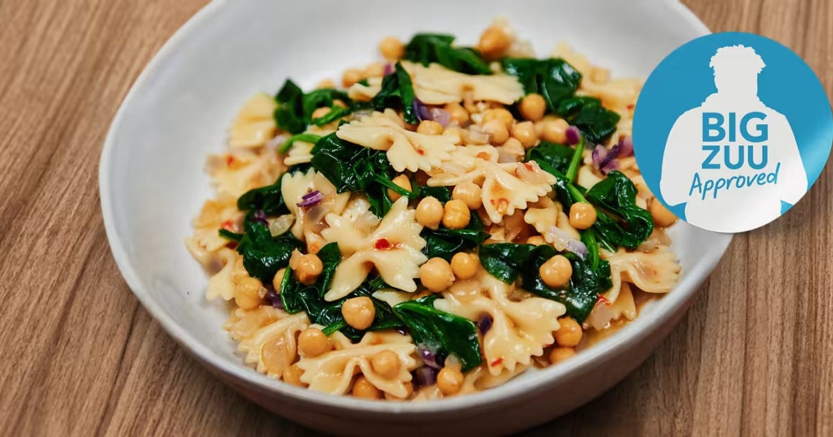 Chickpea (garbanzo) & spinach pasta Recipe | Samsung Food App