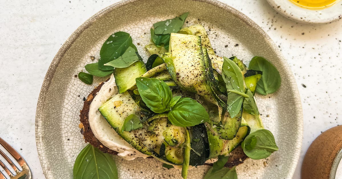 Ribboned Zucchini Toast with Flaxseed and Capers Recipe | Samsung Food App