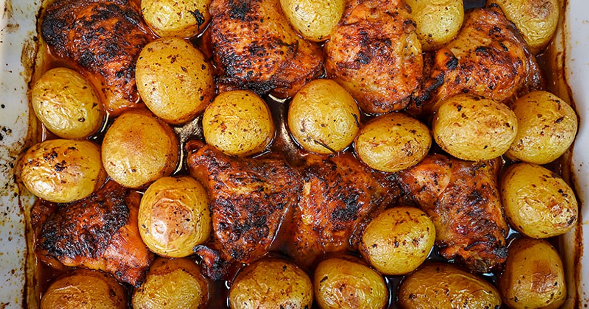 Marinated Chicken Thighs And Potatoes Baked In The Oven Recipe | Samsung Food App