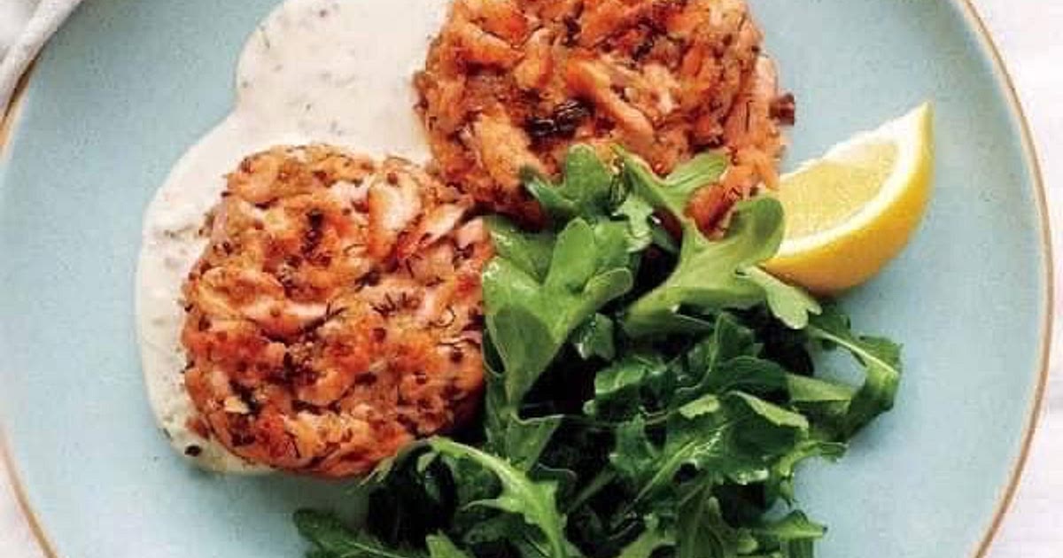 DIJON SALMON CAKES AND ARUGULA WITH LEMON–CAPER OIL Recipe | Samsung Food App