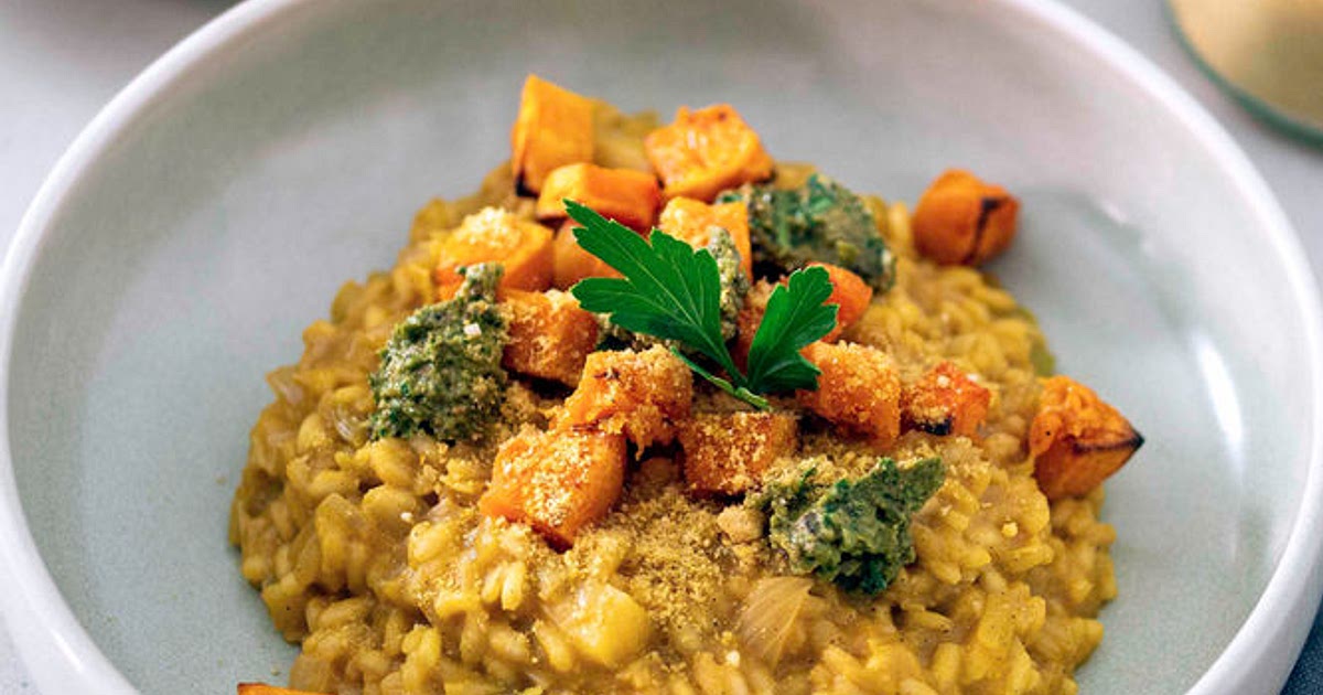 BUTTERNUT SQUASH RISOTTO W/ SAGE WALNUT PESTO Recipe | Samsung Food App