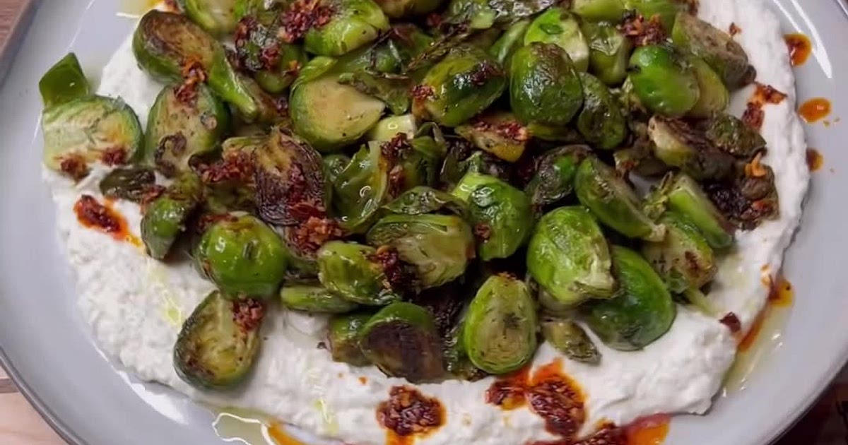 Brussel Sprouts with Whipped Feta and Chili Oil Recipe | Samsung Food App