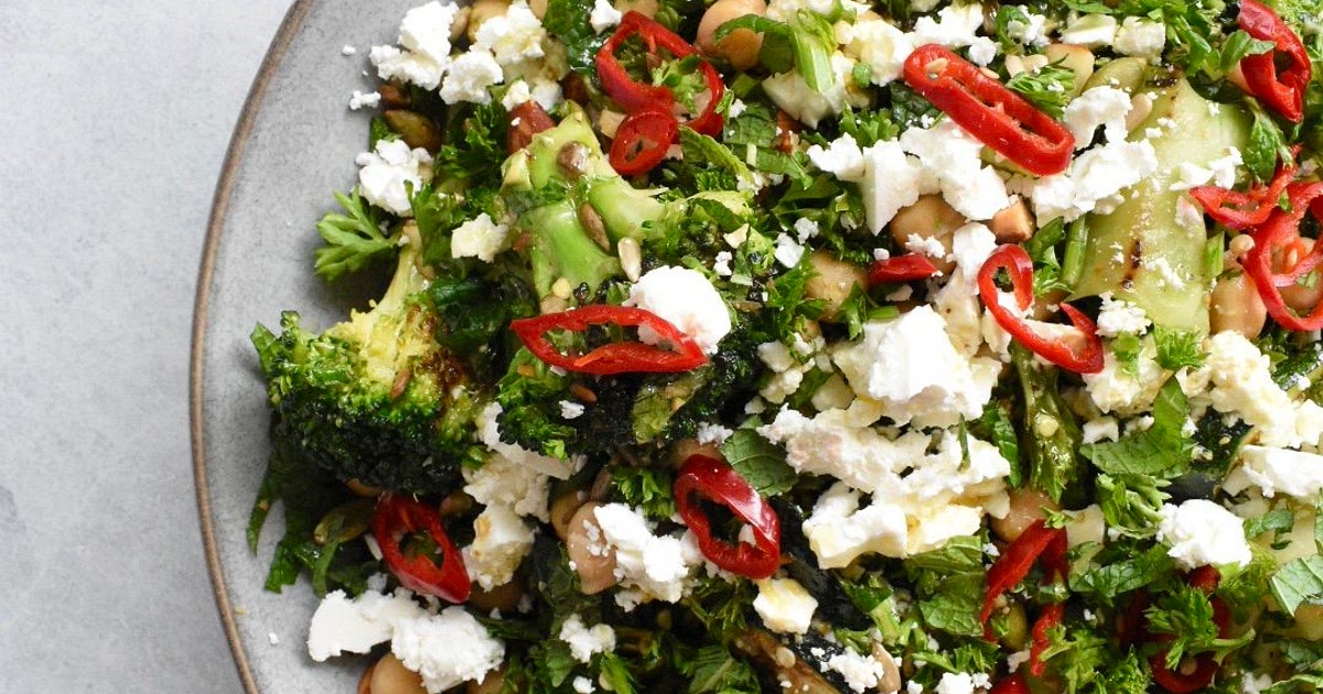 CHARRED BROCCOLI & ZUCCHINI WITH LEMON, CHILLI & ALMONDS — Wholesome by Sarah Recipe | Samsung Food 