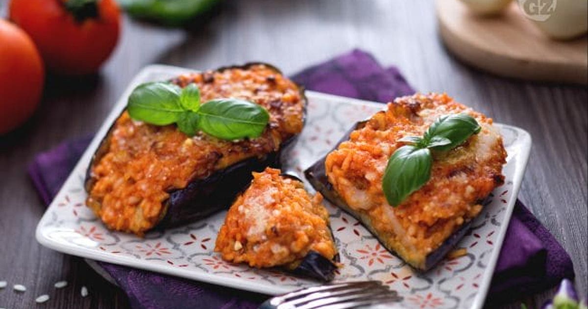 Melanzane ripiene di riso con cuore filante Recipe | Samsung Food App