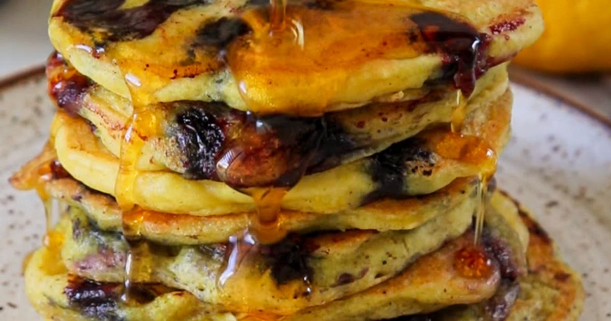 The Fluffiest Vegan Lemon Blueberry Pancakes (gluten free) Recipe | Samsung Food App