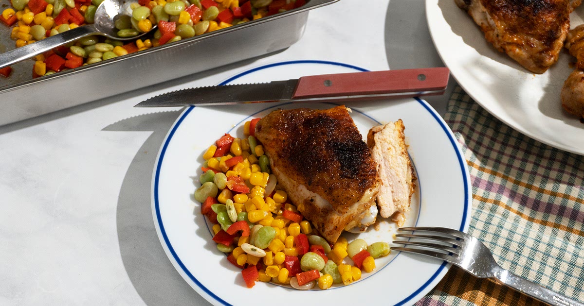 Crispy Chicken Thighs & Simple Succotash Recipe | Samsung Food App