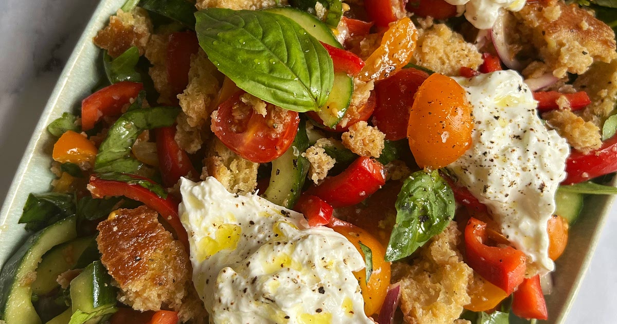 Panzanella Salad with Burrata Cheese Recipe | Samsung Food App
