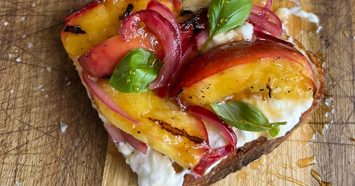 Grilled Nectarine, Burrata + Hot Honey Toast Recipe | Samsung Food App