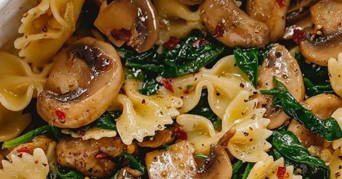 Parmesean spinach mushroom pasta Recipe | Samsung Food App
