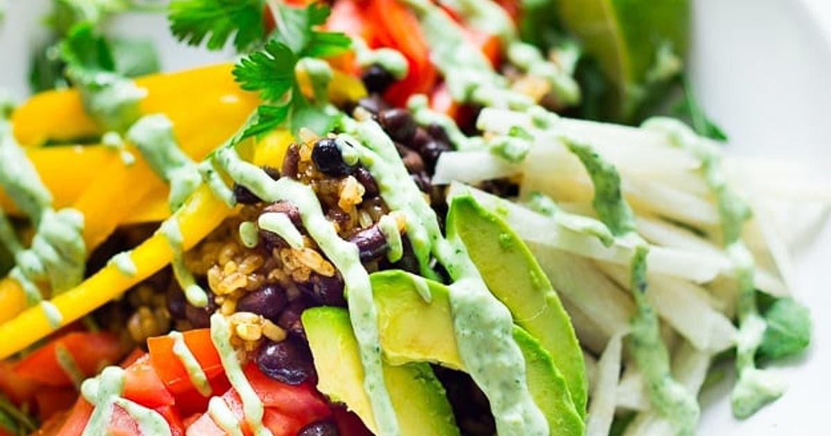 Vegan Burrito Bowl with Creamy (Vegan) Cilantro Sauce Recipe | Samsung Food App