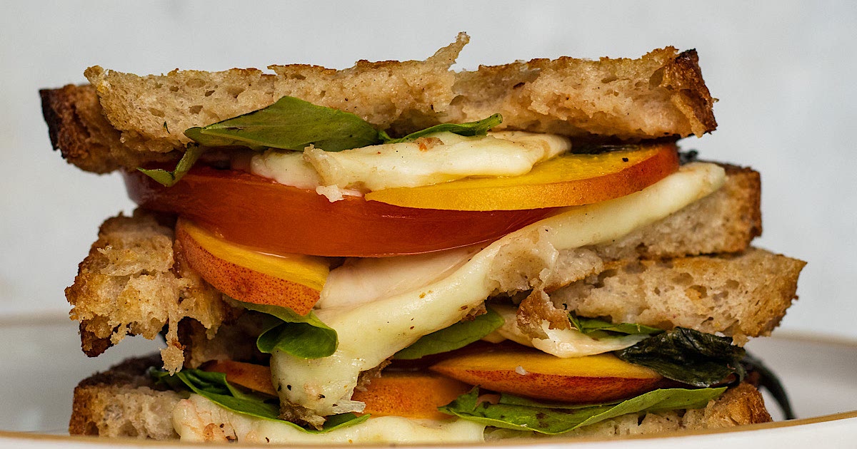 Peach Caprese Sandwich Grilled Cheese Recipe | Samsung Food App