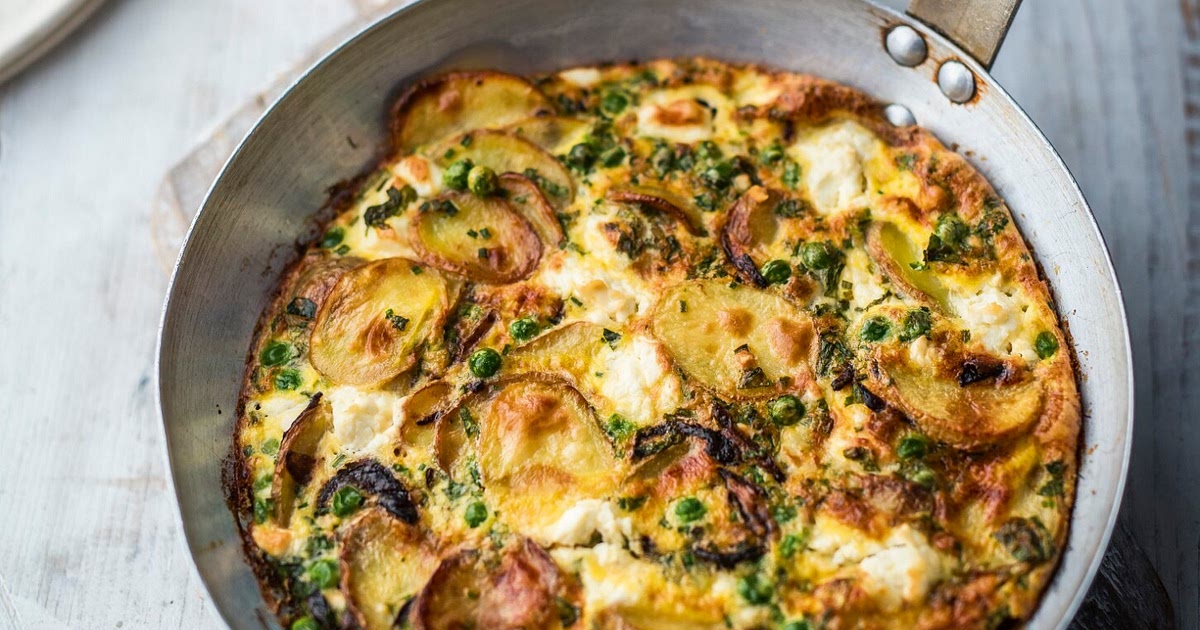 Pea, feta and mint frittata with a lemon-dressed salad recipe Recipe | Samsung Food App