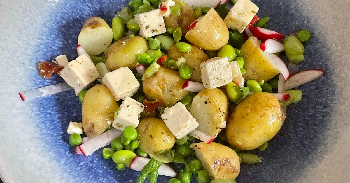 Feta, Spring Beans and Jersey Royal Salad Recipe | Samsung Food App
