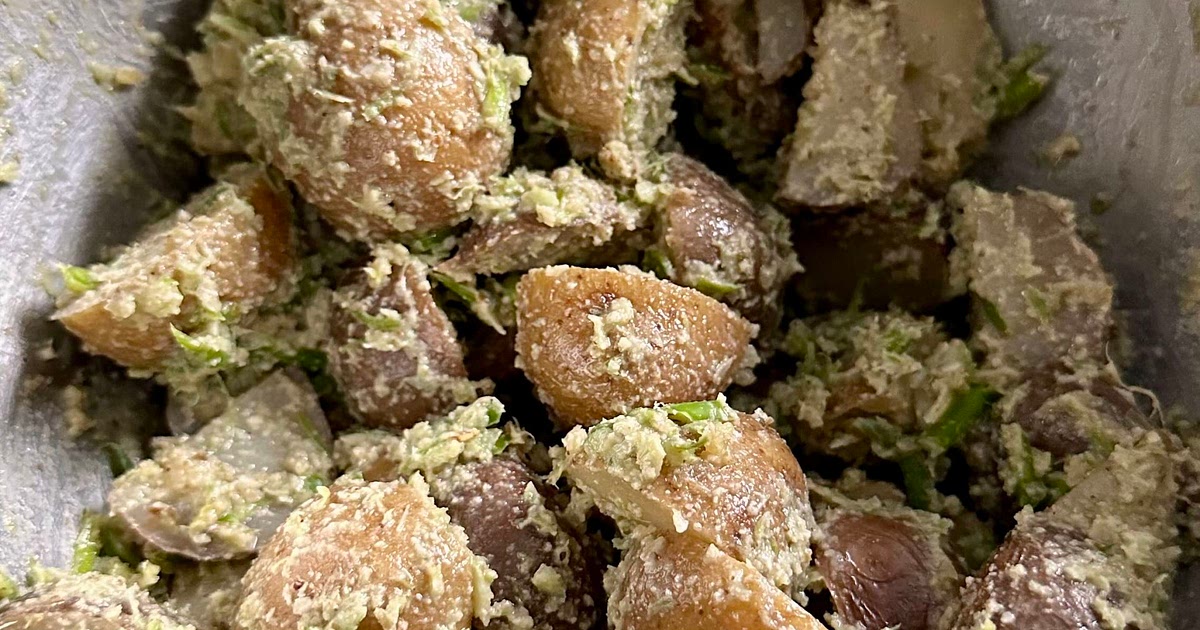 Garlic scape pesto potato salad Recipe | Samsung Food App