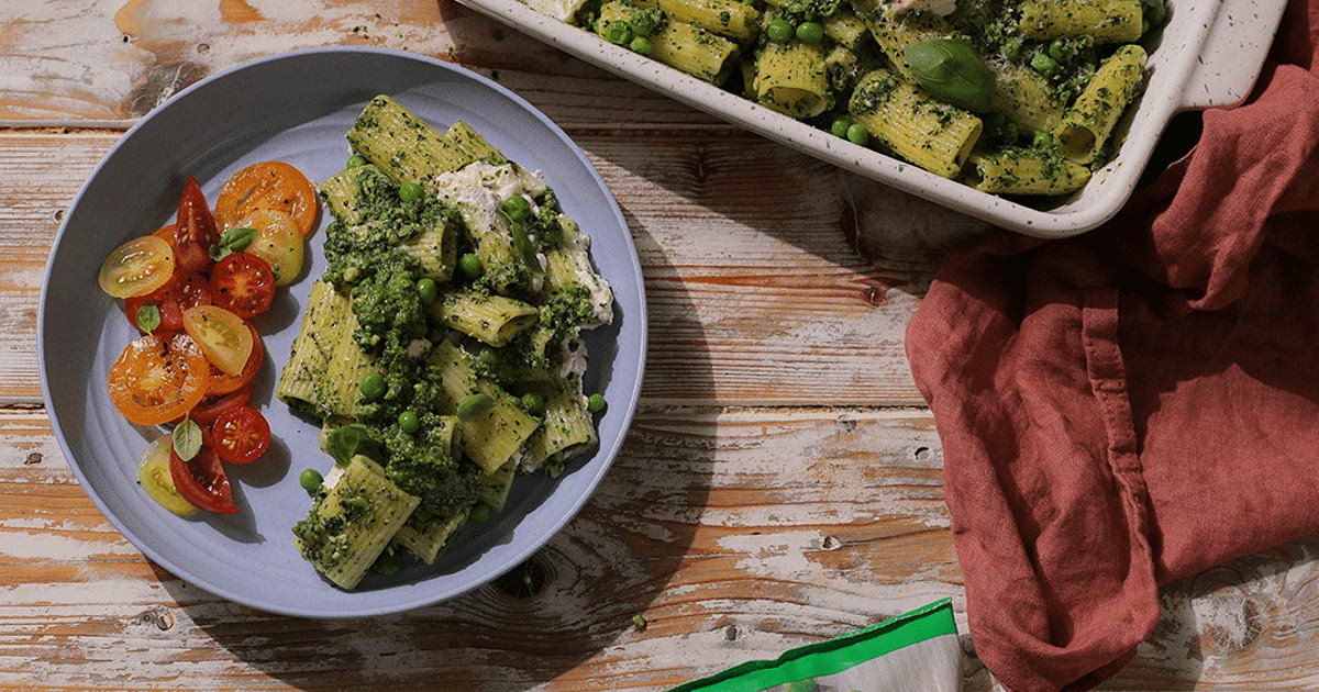 Double Pea Pesto Pasta Bake Recipe | Samsung Food App