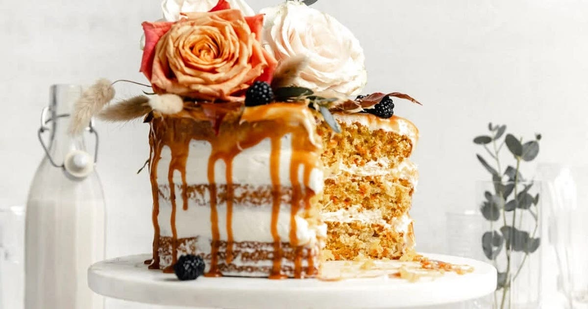 Cardamom spiced carrot cake with ginger frosting and caramel Recipe | Samsung Food App