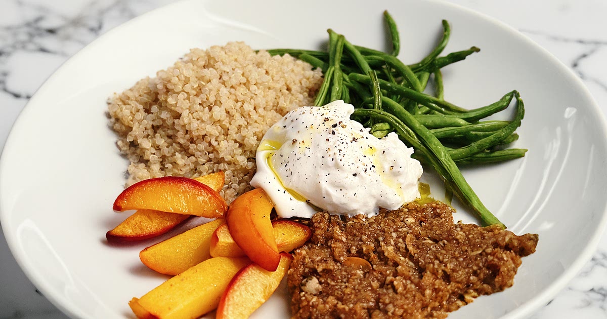 Roasted Summer Peach Quinoa Bowl with Burrata Recipe | Samsung Food App