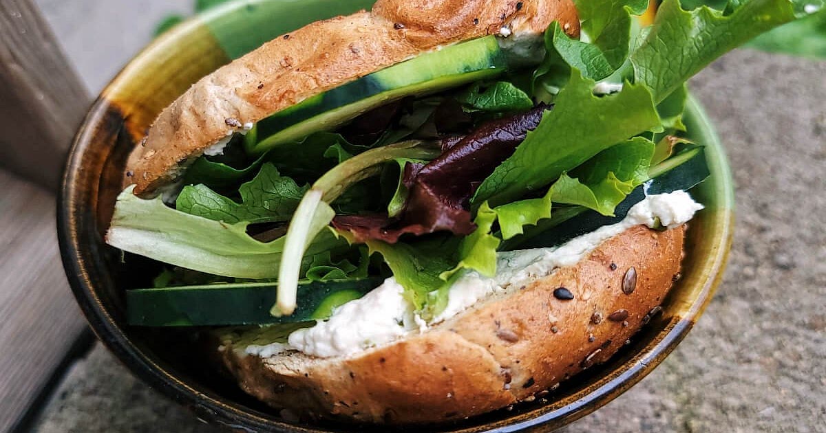 Herbed Veggie Bagel Sandwich (Vegan) — grapes lauren Recipe | Samsung Food App