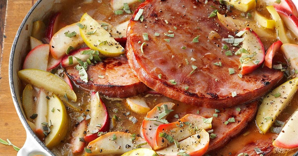 Apple-Topped Ham Steak Recipe | Samsung Food App