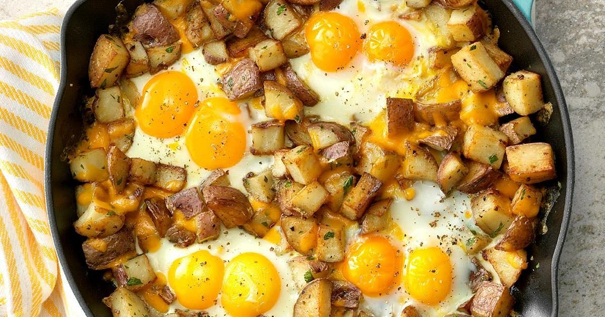 Baked Cheddar Eggs & Potatoes Recipe | Samsung Food App