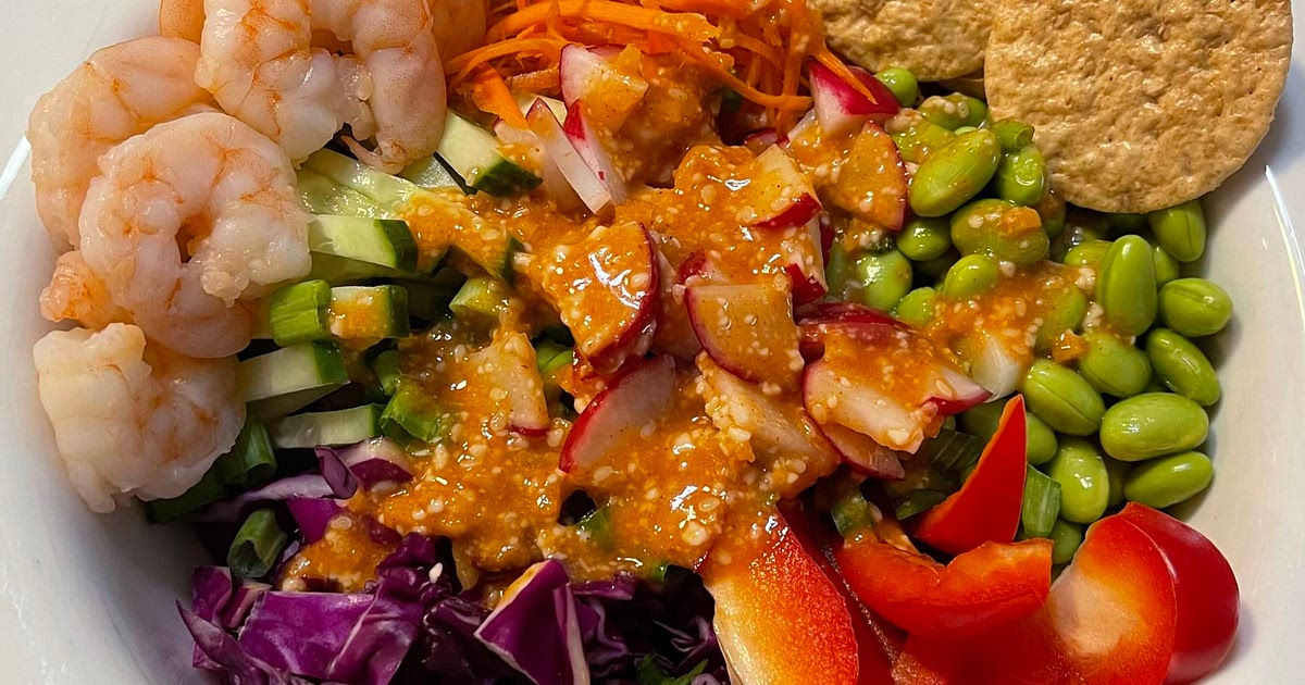 Rainbow Poke Bowl with Spicy Sesame Drizzle Recipe | Samsung Food App