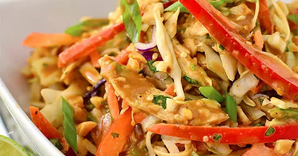Crunchy Asian Salad with Low-Carb Spicy Peanut Sauce Recipe | Samsung Food App