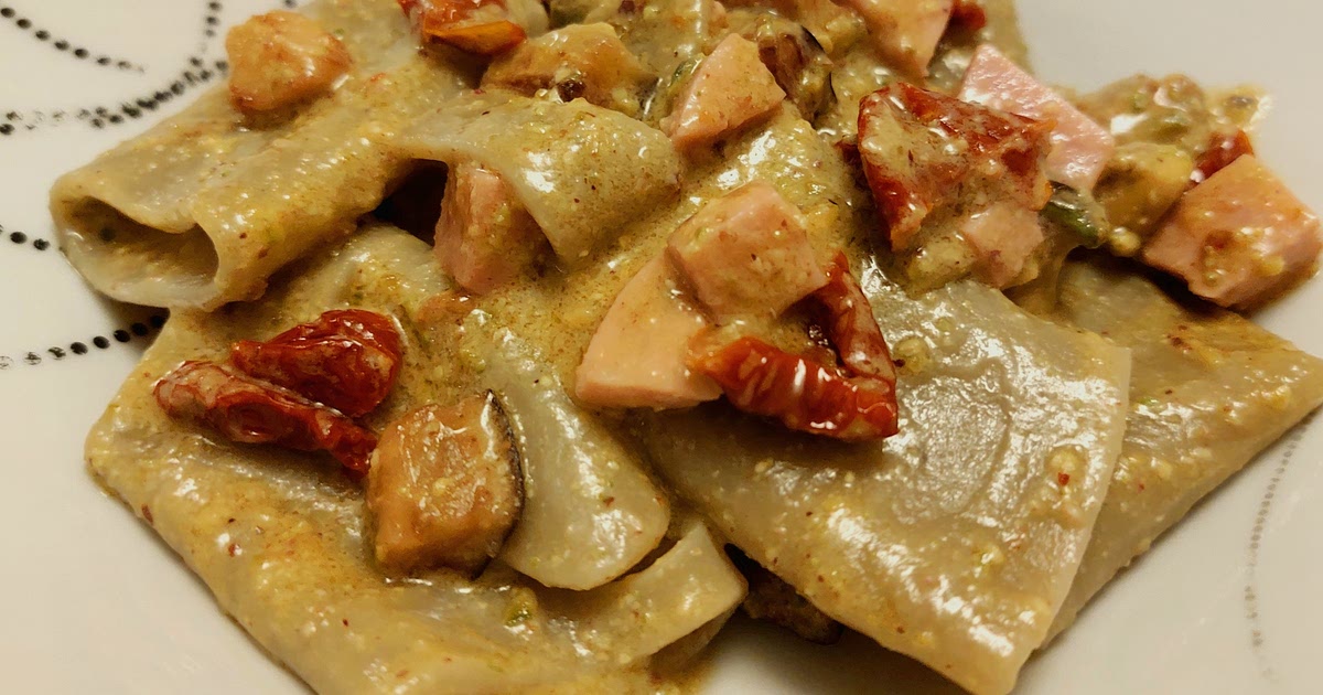 Pasta - Pistachio pesto, mortadella, eggplants and dried tomatoes Recipe | Samsung Food App