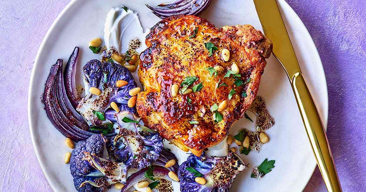 Sumac Chicken Thighs with Purple Cauliflower Recipe | Samsung Food App