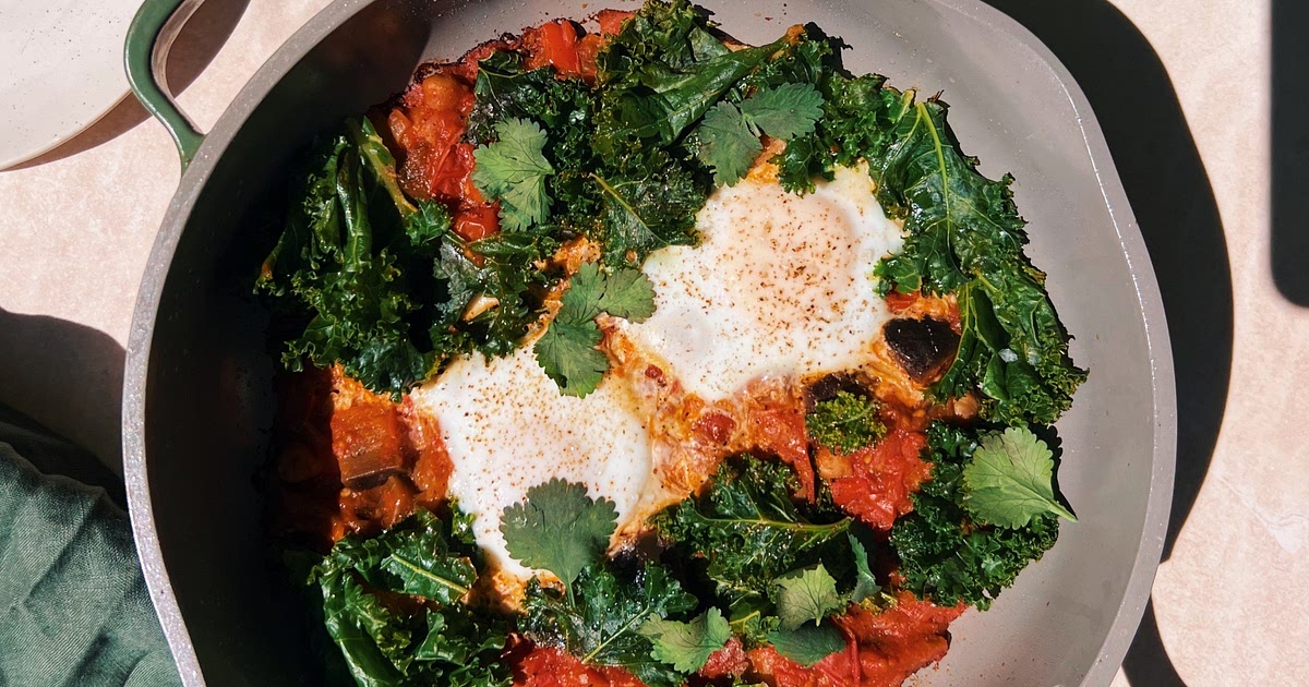 Spiced Eggplant & Kale Skillet Recipe | Samsung Food App