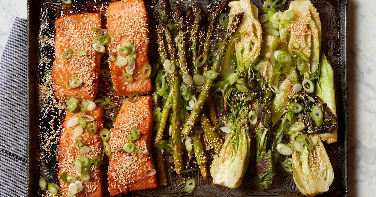 Miso Salmon with Bok Choy and Asparagus Recipe | Samsung Food App