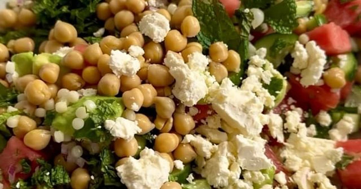 WATERMELON, PEARL COUS COUS, FETA & MINT SALAD Recipe | Samsung Food App