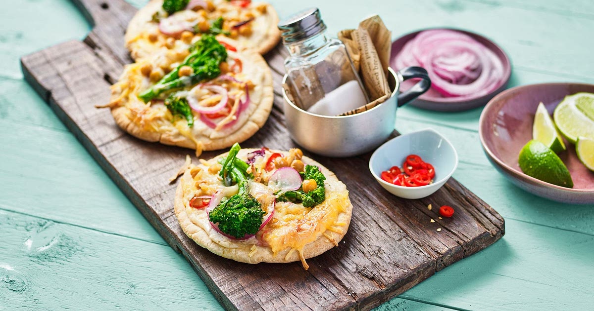 Vegane Brokkoli-Cheese Pita Pizzas Recipe | Samsung Food App