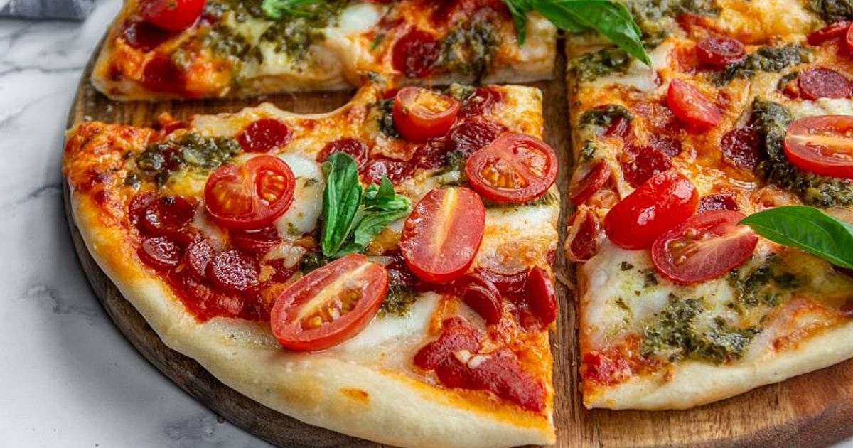 Pepperoni and Burrata Pizza with Pesto Recipe | Samsung Food App