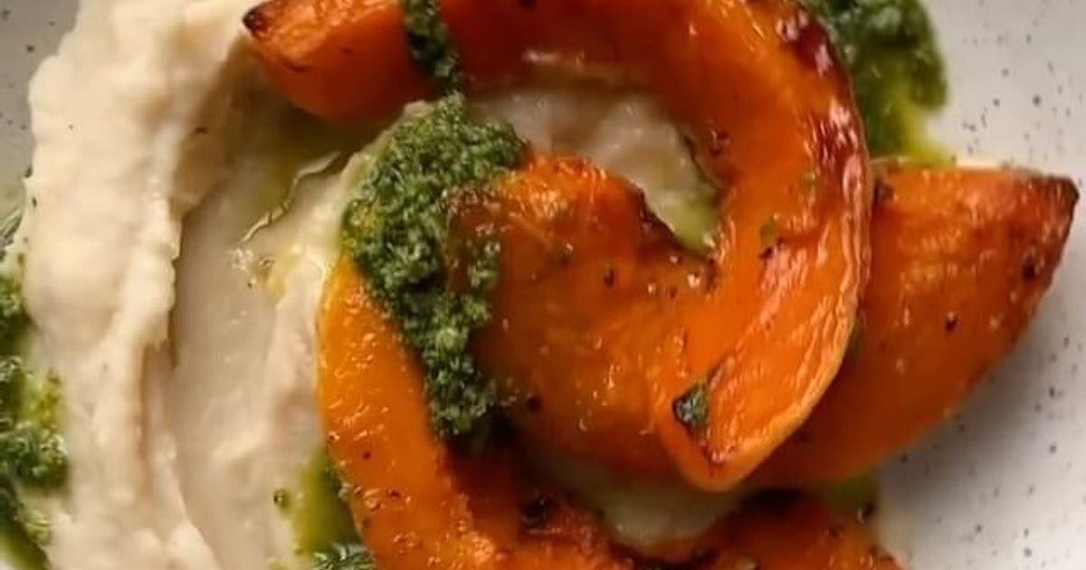 ROASTED SQUASH WITH BUTTER BEAN MASH + SAGE PESTO 🌱 Recipe | Samsung Food App