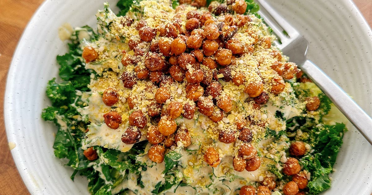 Healthy Sesame Kale Caesar Salad with Crispy Chickpeas Recipe | Samsung Food App
