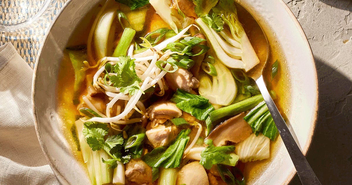 Chicken & Bok Choy Soup with Ginger & Mushrooms Recipe | Samsung Food App