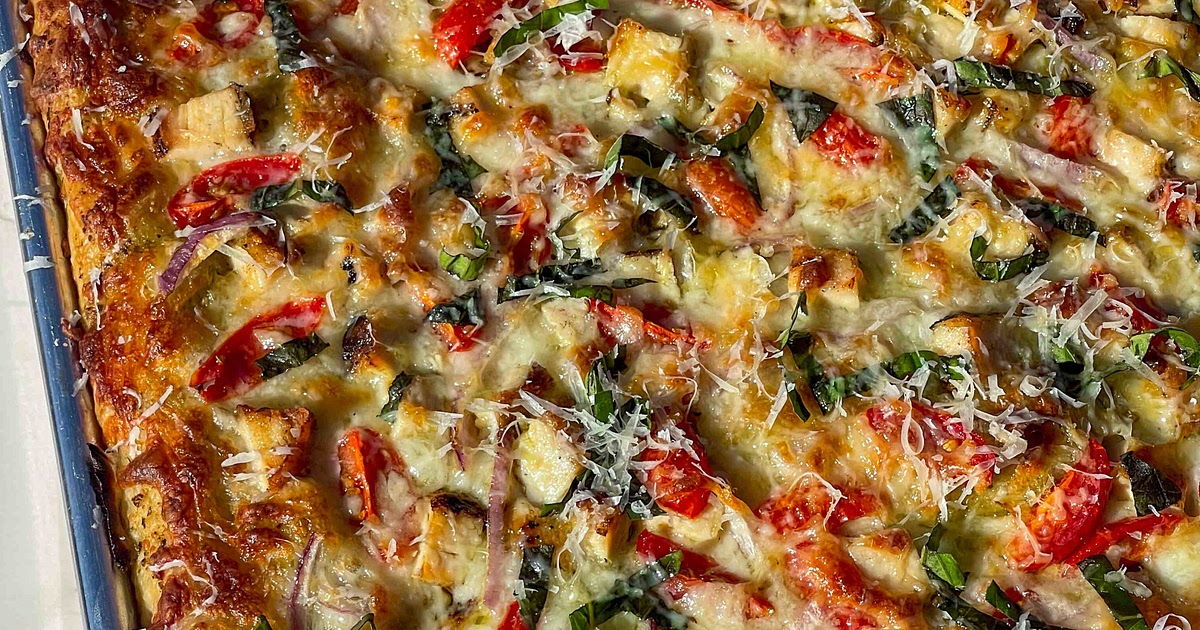 Pesto Chicken Sheet Pan Pizza Recipe | Samsung Food App