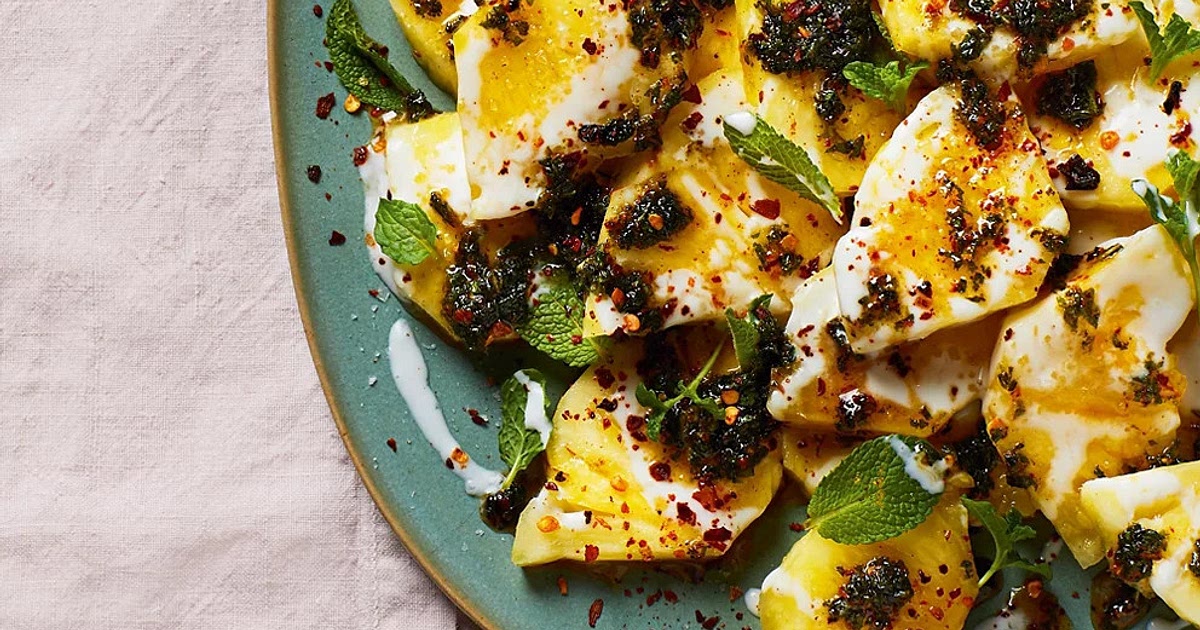 Pineapple with Coconut & Chilli Mint Drizzle Recipe | Samsung Food App