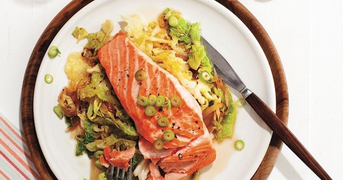 Pan-fried salmon with braised savoy cabbage Recipe | Samsung Food App