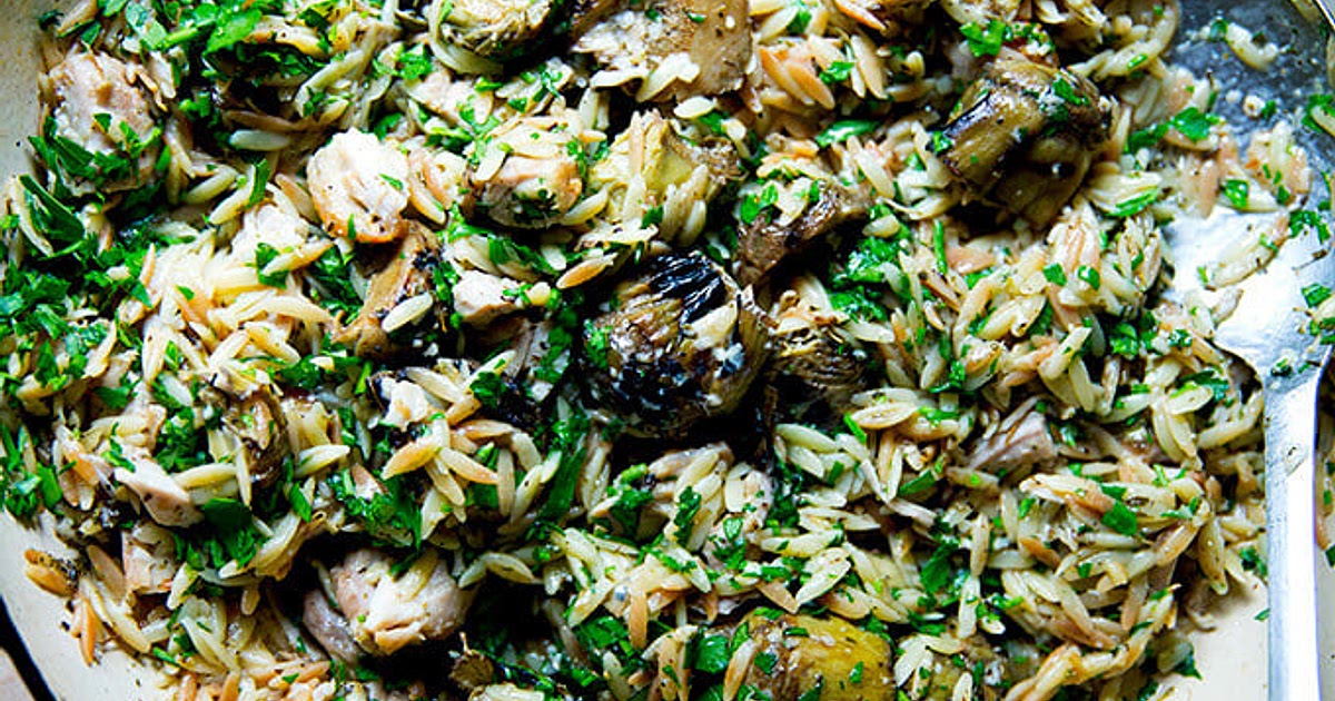 One-Pan Lemon Orzo Chicken with Artichoke Hearts Recipe | Samsung Food App