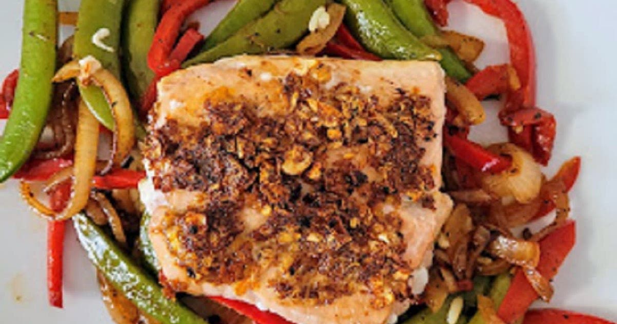 Orange Ginger Salmon with Snap Peas and Peppers Recipe | Samsung Food App
