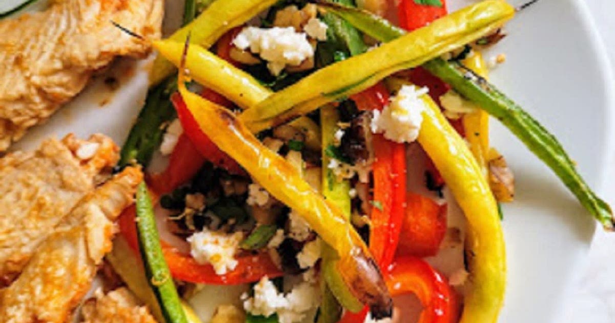Garden Beans and Red Pepper with Walnut Gremolata and Feta Recipe | Samsung Food App