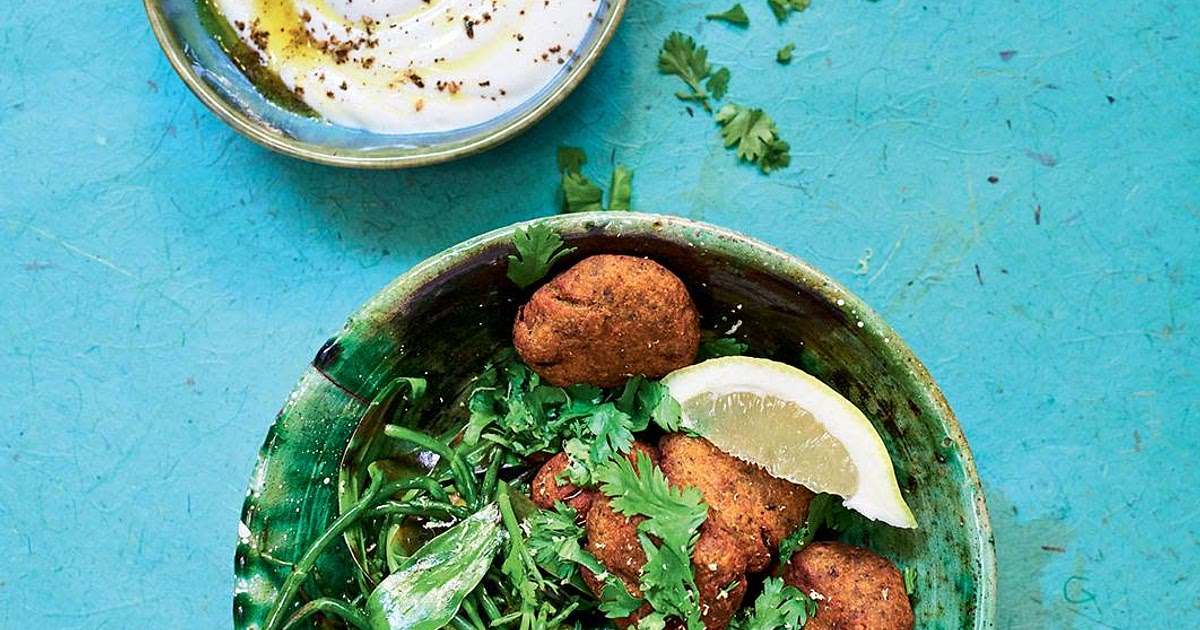 Crab Falafel with Labneh and Sea Vegetable Salad Recipe | Samsung Food App