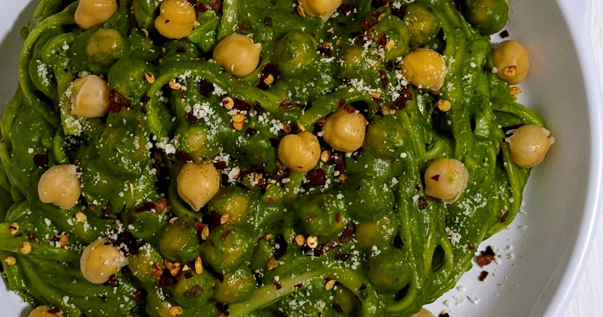 Linguine in Green Coconut Cream with Chickpeas Recipe | Samsung Food App
