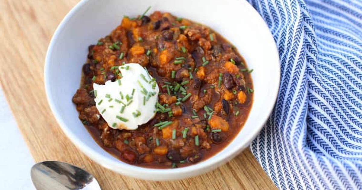 Slow Cooker Turkey Chili with Sweet Potato and Black Beans Recipe | Samsung Food App