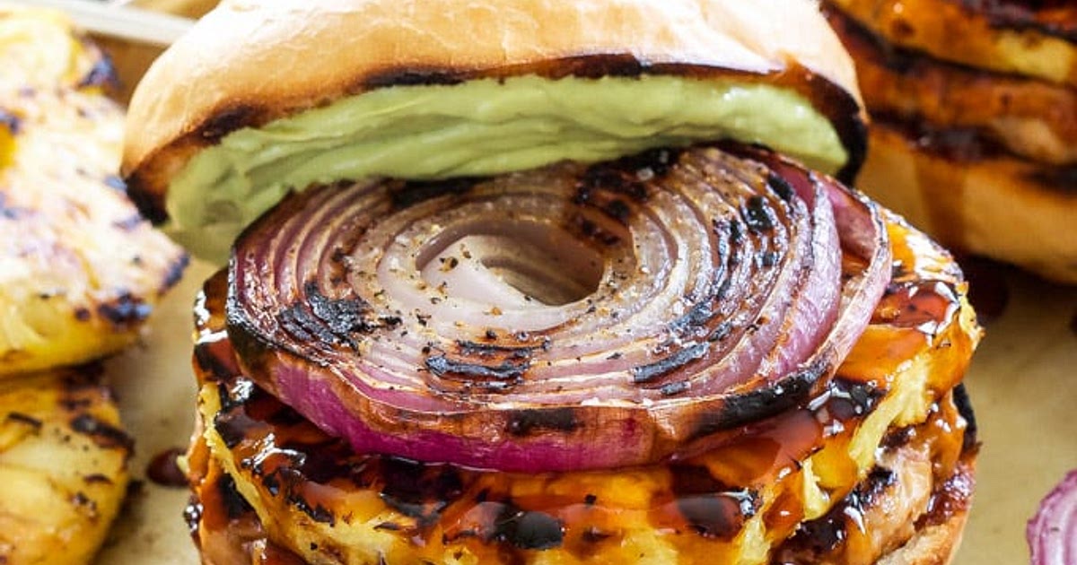 Teriyaki Turkey Burgers with Grilled Pineapple and Onions Recipe | Samsung Food App